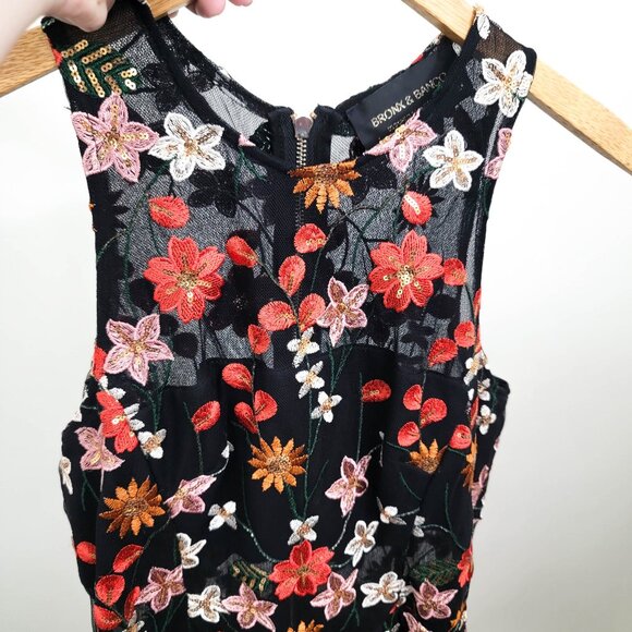 Bronx & Banco Moulin Rouge Floral Embroidered Sleeveless Mini Dress Medium - Picture 3 of 10